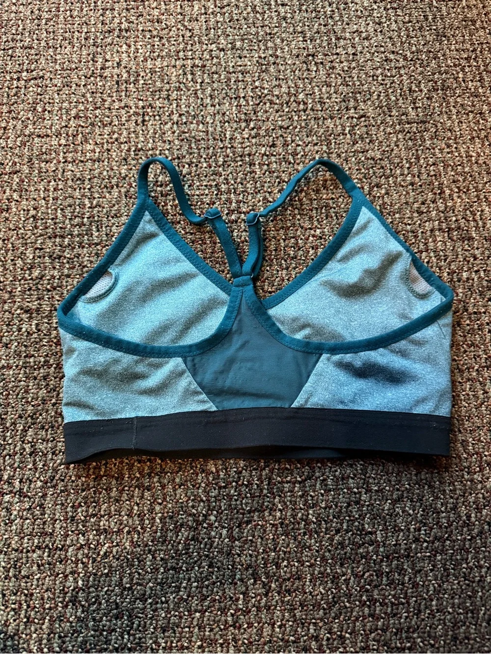 Nike Women's Teal Trim Light Blue Sports Bra with Black Band